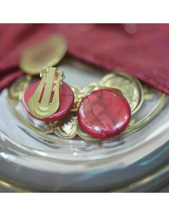 Boucles d'oreilles clips - boutons en mélamine rouge