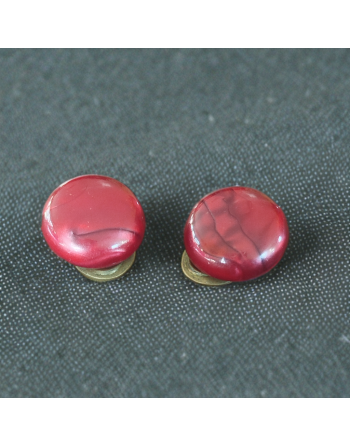 Boucles d'oreilles clips - boutons en mélamine rouge