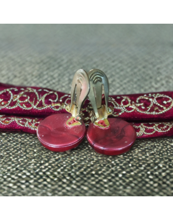 Boucles d'oreilles clips - boutons en mélamine rouge