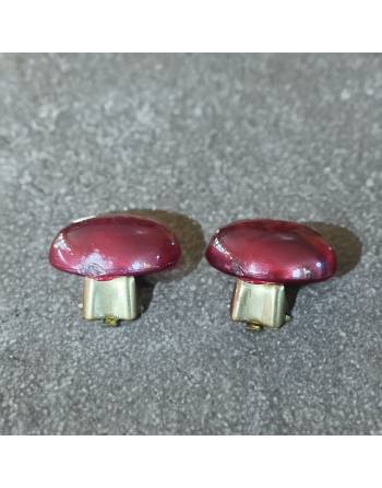 Boucles d'oreilles clips - boutons en mélamine rouge