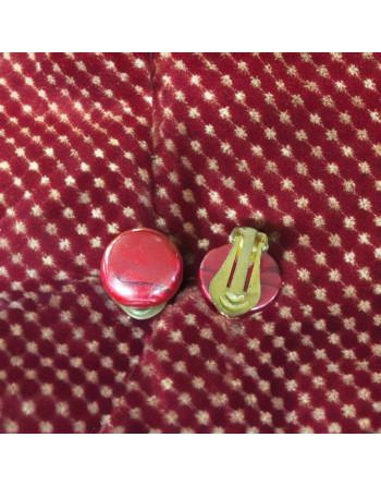 Boucles d'oreilles clips - boutons en mélamine rouge