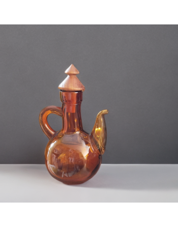 Serviteur de table en bois et verre fumé - Set huile, vinaigre, poivre et sel - Espagne - Années 60-70