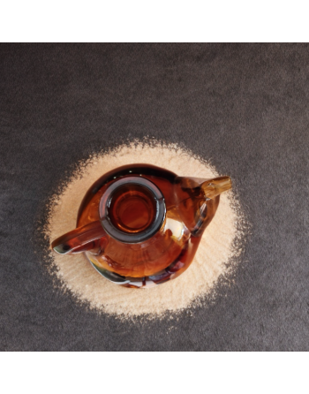 Serviteur de table en bois et verre fumé - Set huile, vinaigre, poivre et sel - Espagne - Années 60-70