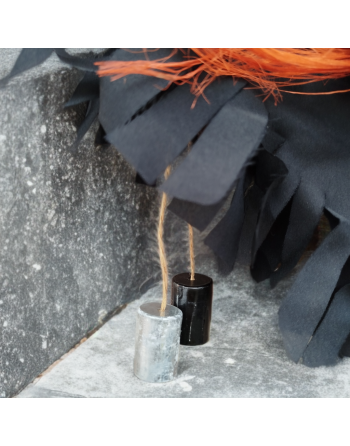 Corbeau d'automne avec tournesol et paille orange - Suspension avec carillons