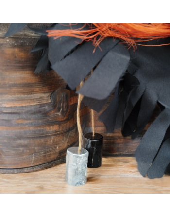 Corbeau d'automne avec tournesol et paille orange - Suspension avec carillons