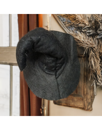 Tête de sorcière à suspendre en céramique peinte à la main et chapeau en feutrine