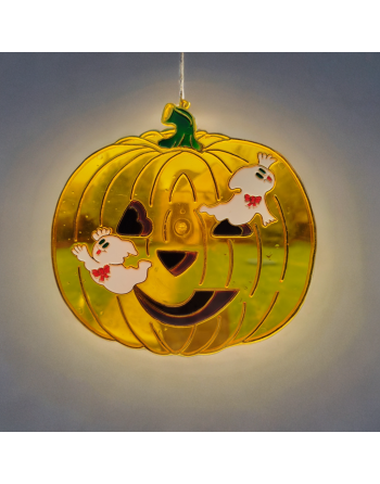 3 vitraux vintage Halloween – Sorcière, chat noir et citrouille Jack O’Lantern