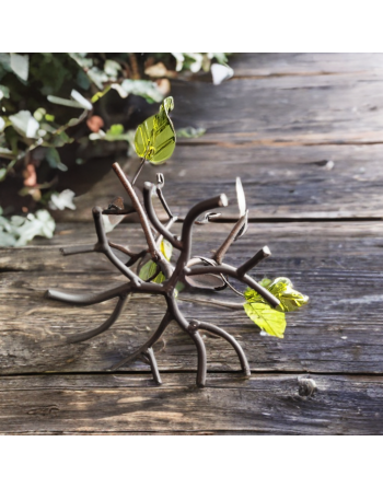 Bougeoir arbre aux couleurs d'automne en métal et verre coloré