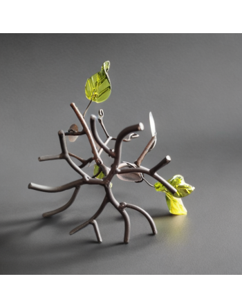 Bougeoir arbre aux couleurs d'automne en métal et verre coloré