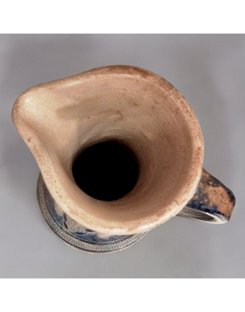 Pichet en grès de La Roche, signé Jos Kalb - Décor de fleurs et feuilles - Années 40