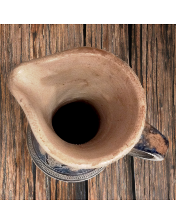 Pichet en grès de La Roche, signé Jos Kalb - Décor de fleurs et feuilles - Années 40