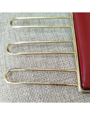 Cintre pour cravates en métal doré et cuir bordeaux