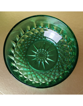 Ramequin Arcoroc “Émeraude” – verre vert taillé • Années 70
