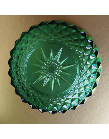 Ramequin Arcoroc “Émeraude” – verre vert taillé • Années 70