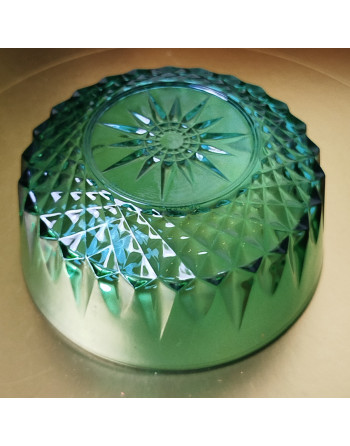 Ramequin Arcoroc “Émeraude” – verre vert taillé • Années 70