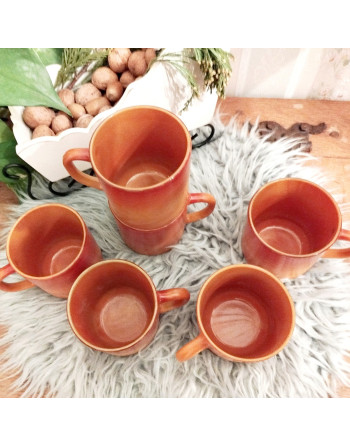 Tasse Arcopal “Volcan” – Dégradé caramel & orange – Années 70 (BP)