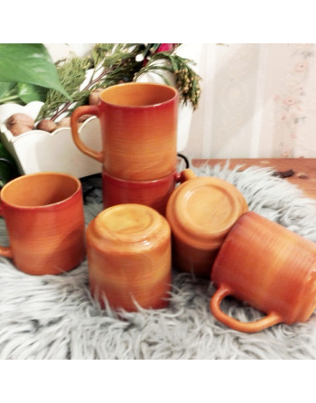 Tasse Arcopal “Volcan” – Dégradé caramel & orange – Années 70 (BP)