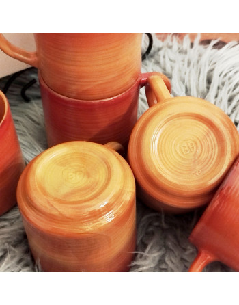 Tasse Arcopal “Volcan” – Dégradé caramel & orange – Années 70 (BP)