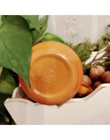 Tasse Arcopal “Volcan” – Dégradé caramel & orange – Années 70 (BP)