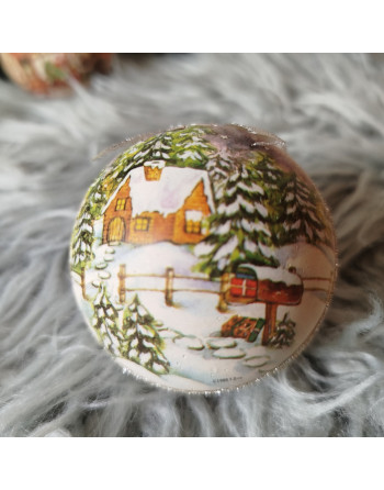 6 boules de Noël - Scènes hivernales anciennes – Woolworth 1988 (y.d.co)