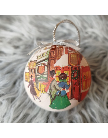 6 boules de Noël - Scènes hivernales anciennes – Woolworth 1988 (y.d.co)